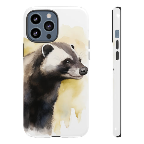 Badger on a Yellow Background - Impact Resistant Phone Case iPhone 13 Pro Max Glossy